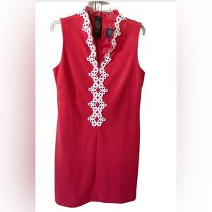 Vince Camuto Orange /White application Shift Dress, NWT, size 12, sliming fit